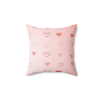 Heart Pattern Decorative Pillow – Pink Valentine Throw Cushion