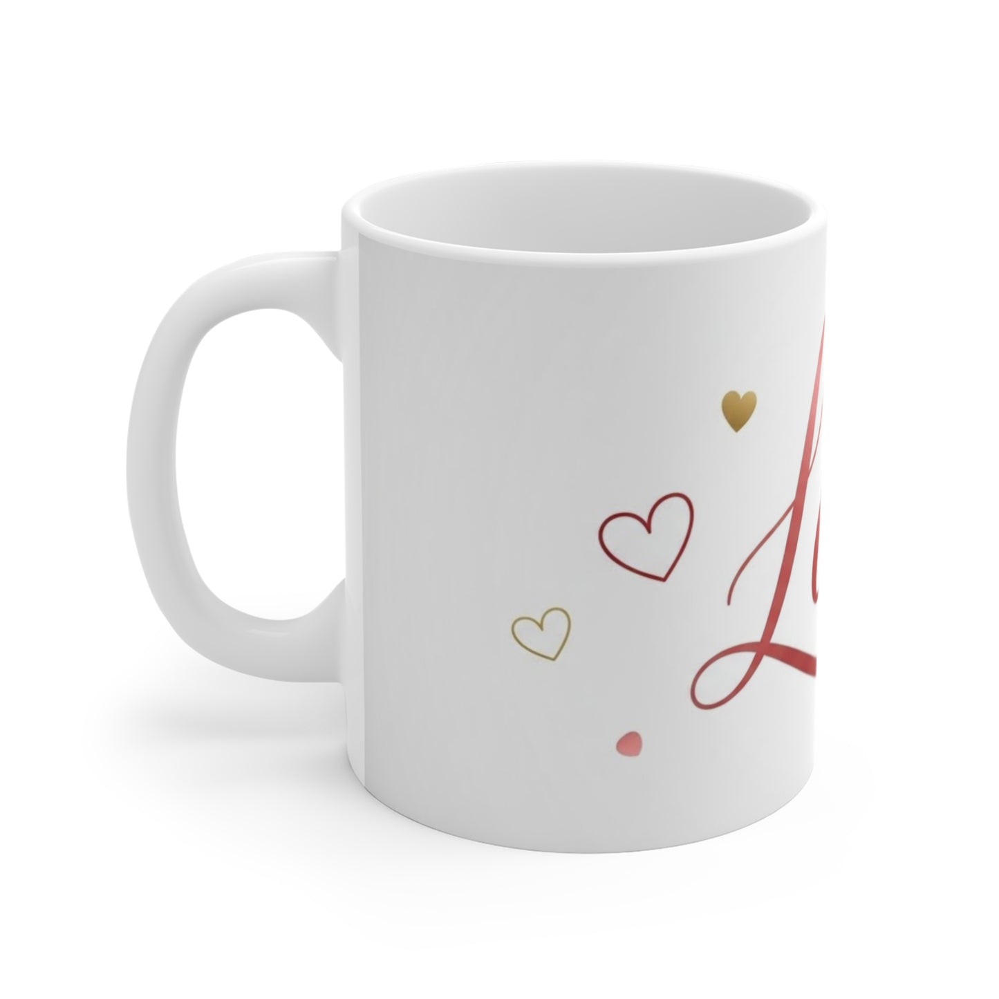 Love You Mug — Romantic Heart Script Ceramic Coffee Cup (11 oz)