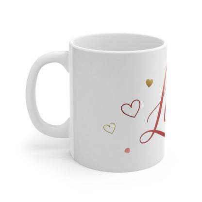 Love You Mug — Romantic Heart Script Ceramic Coffee Cup (11 oz)